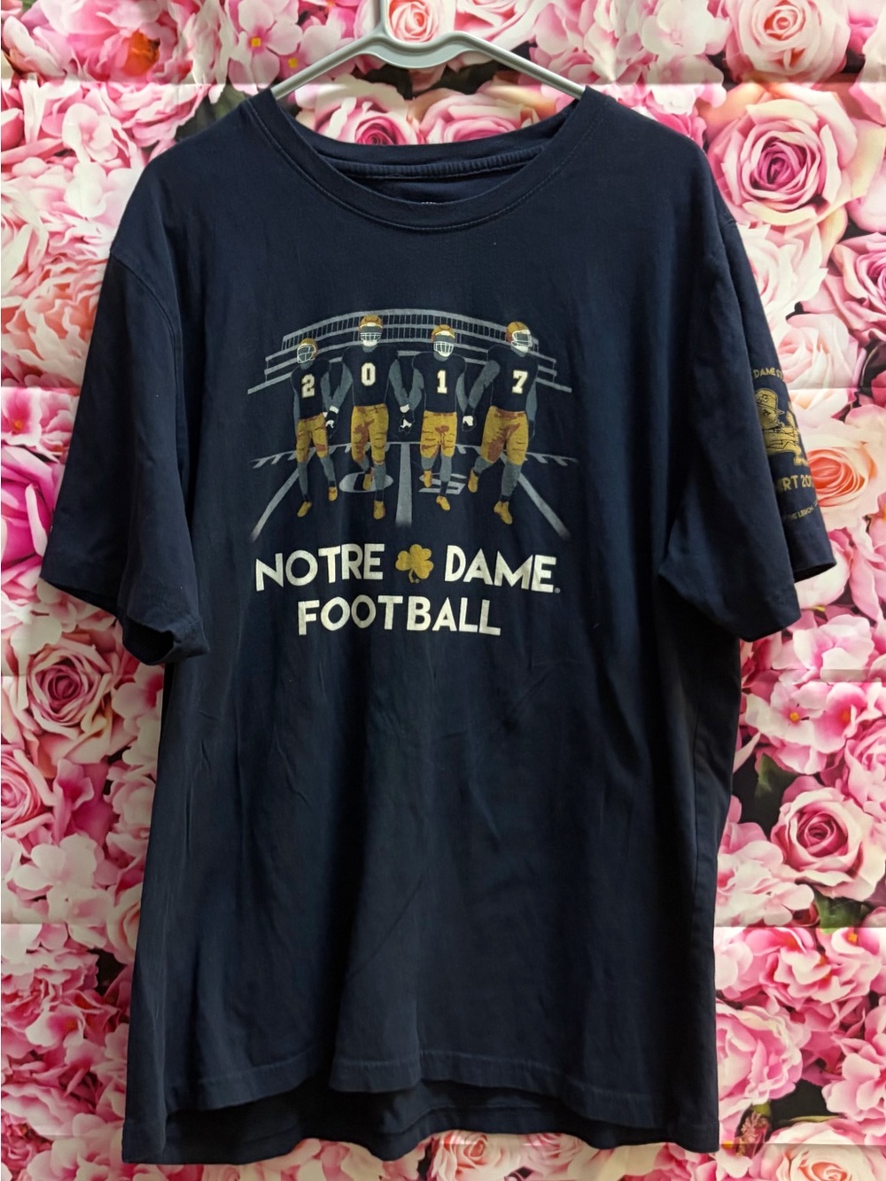 Notre Dame 2017 Football Navy Blue Graphic T-Shirt Size 2XL